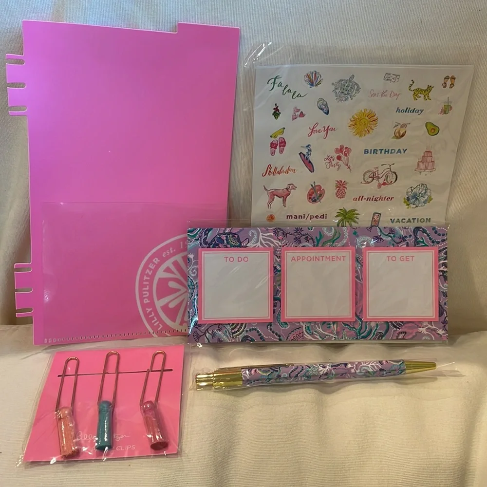 Lilly Pulitzer Agenda Bonus Pack Turtle Mermaid Zipper Pouch Pencil Case Set NWT - Picture 6 of 7